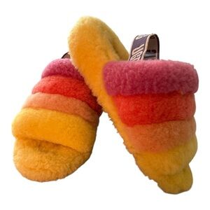 UGG Vibrant Striped Fluffy Slippers